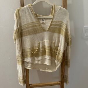 Billabong Cream and Tan Striped Hoodie